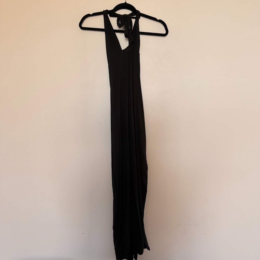 Oh Polly Black Halter Tie-Neck Maxi Dress